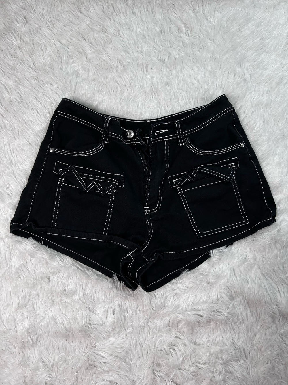 Black shorts contrast stitching